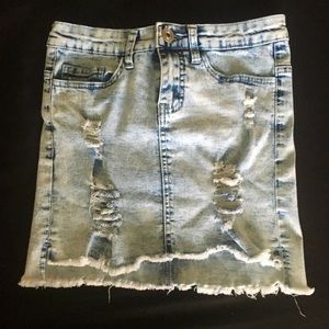 Distressed Denim Skirt